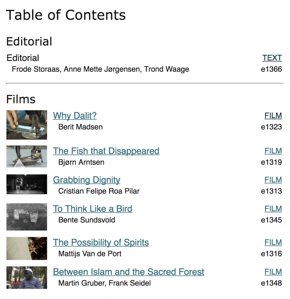first issue of the journal of anthropological films