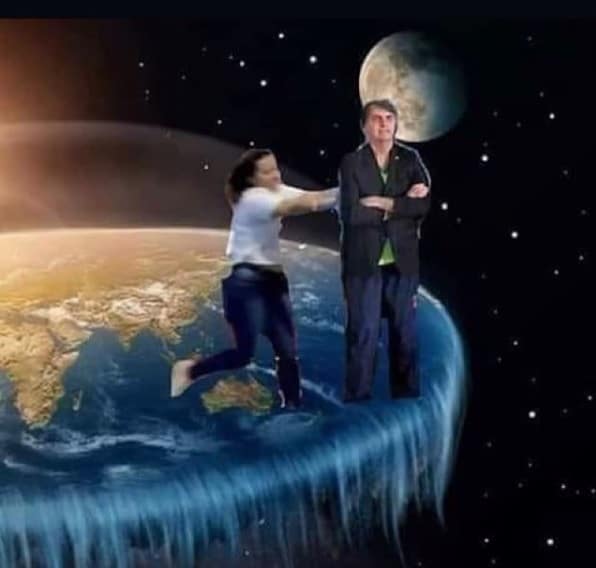 The perks of a flat Earth is that it has edges (image: @memeriagourmet)