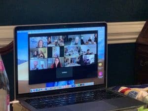 Photo of a Zoom call with family members.